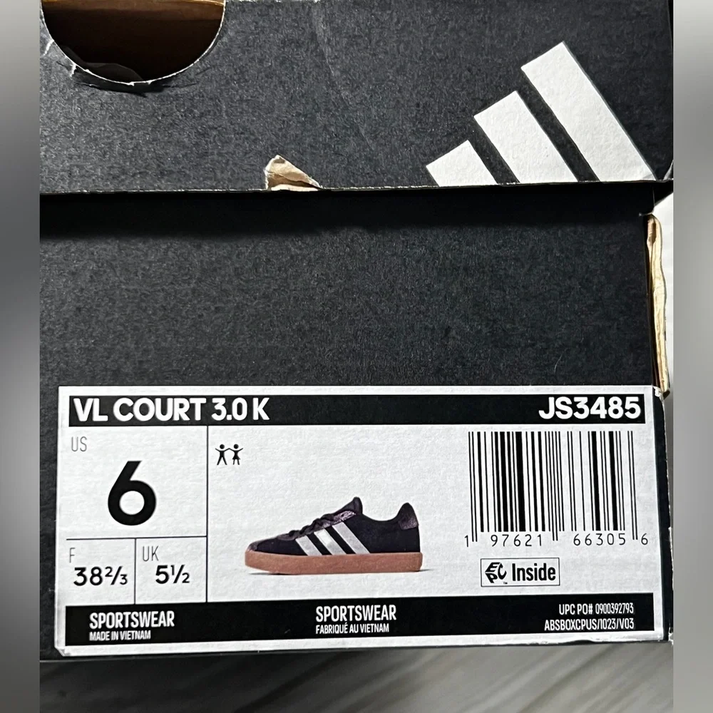 Adidas VL Court 3.0 youth kids sneakers shoes purple size 6 JS3485‎